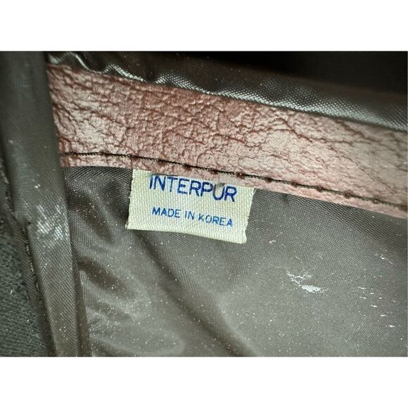 Interpur 1980s Carry On Luggage Weekender Bag Vintage Brown Vinyl Travel Tote Le - Picture 7 of 13